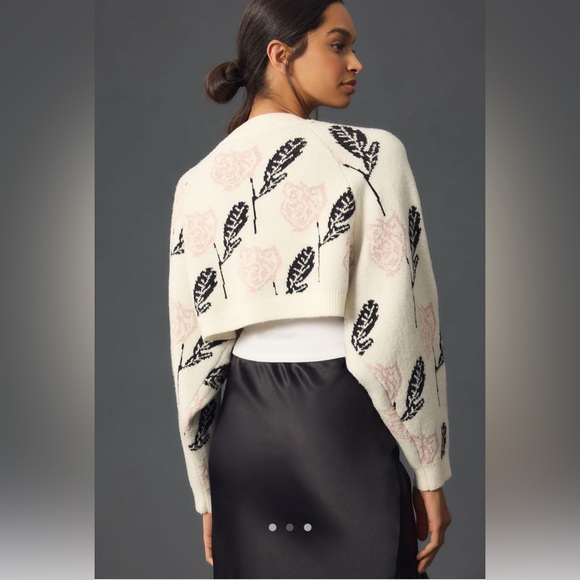 Anthropologie - Crop Printed Knit Shrug Sweater Floral OS Maeve NWOT - Picture 3 of 9